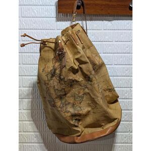Alviero Martini Vintage Italian Map Print XL Drawstring Bag